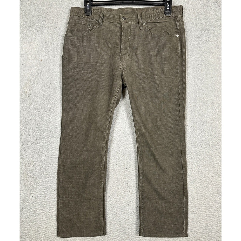 Gap Pants Mens 34X28 Olive Green Corduroy Slim Straight 5 Pockets Casual EUC